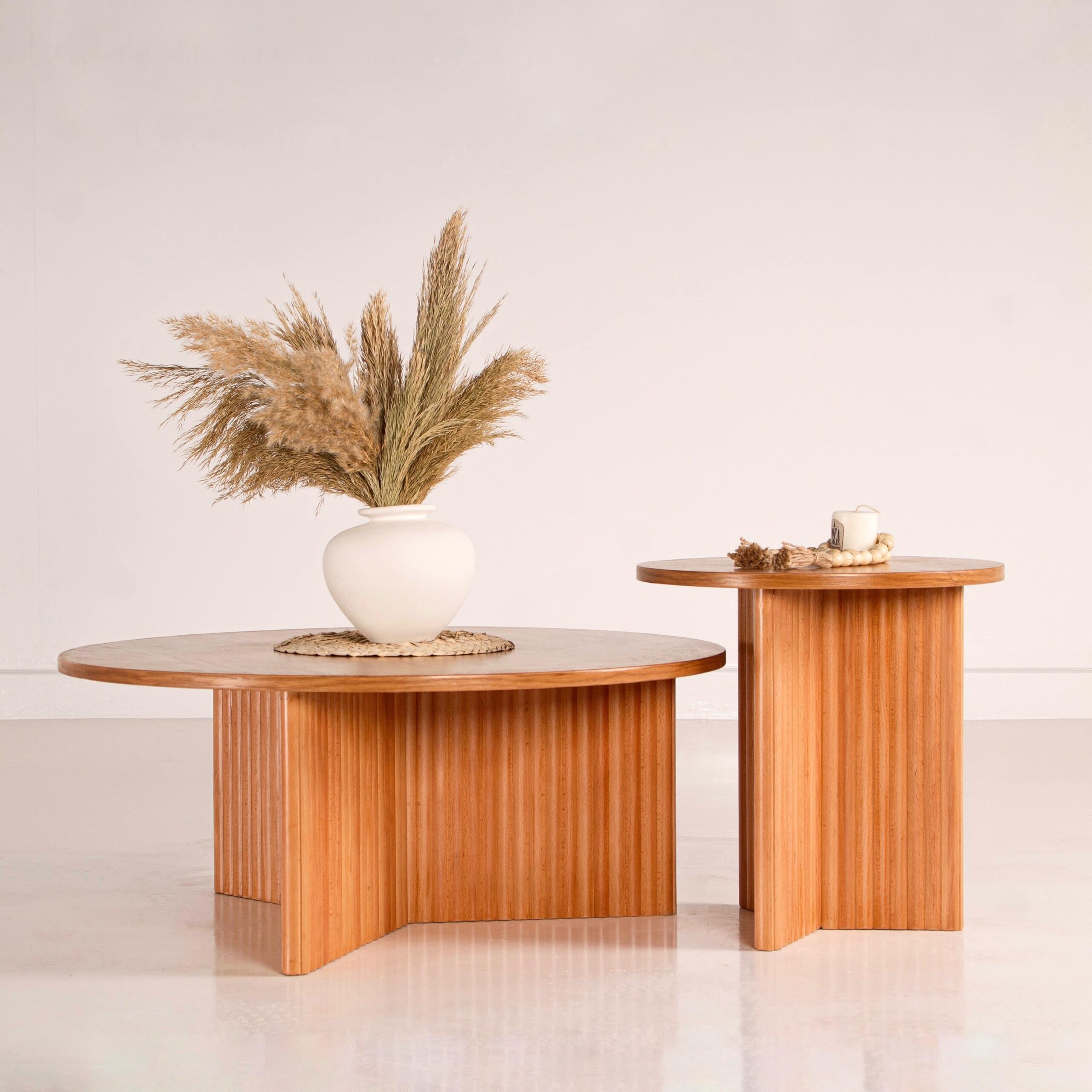 Odeon Coffee Tables - 2 Pieces - Beech Wood & Oak Veneer