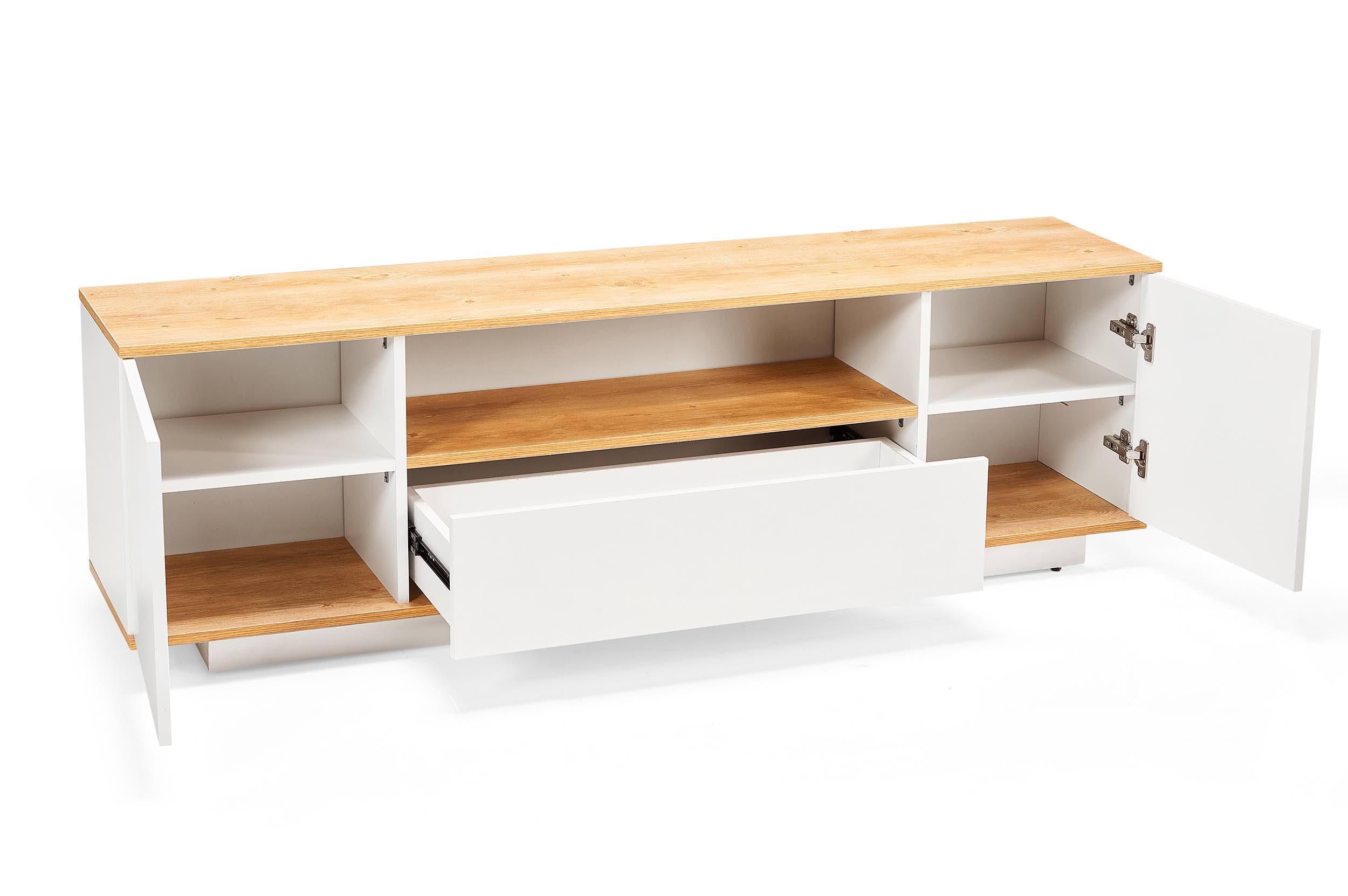 Dania TV Unit White & Beige - Natural Oak - Image 2
