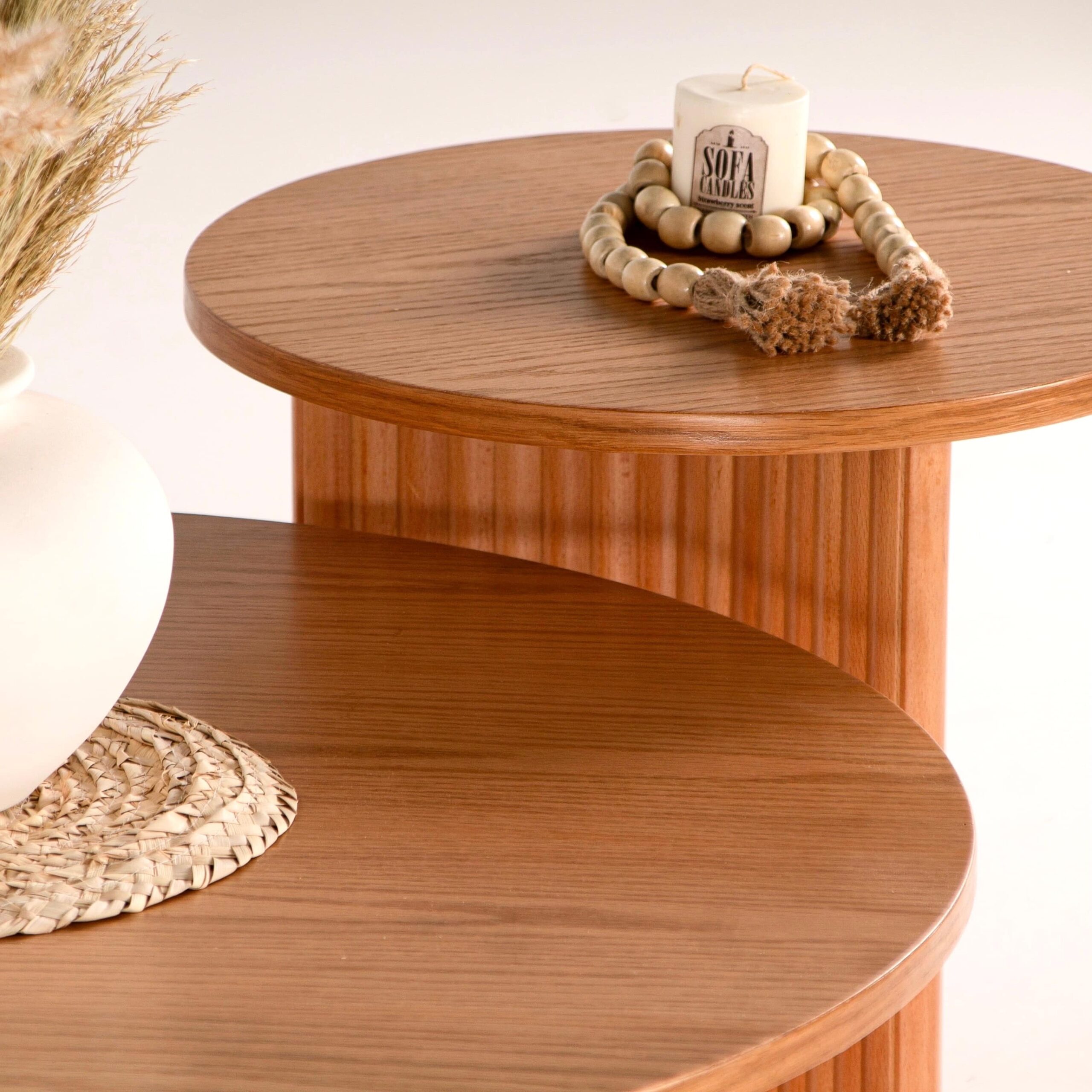 Odeon Coffee Tables - 2 Pieces - Beech Wood & Oak Veneer - Image 3