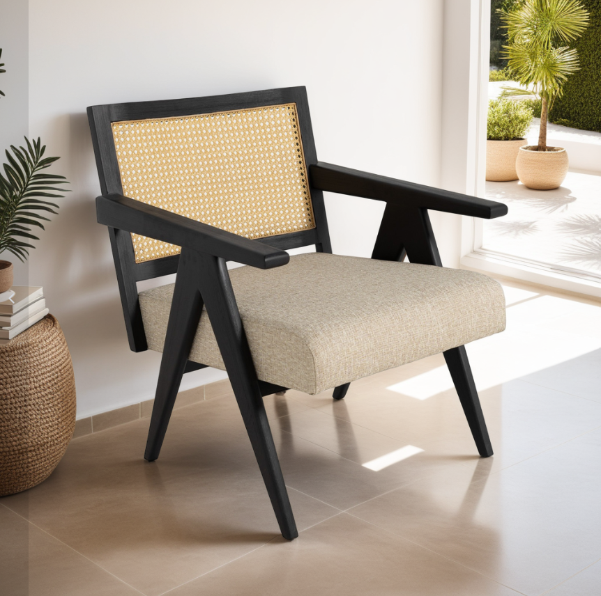 Kelly Cane Upholstered Armchair - Image 4